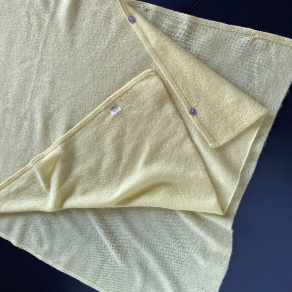 Pure Amici 100% Cashmere Body Wrap Knit Large Scarf Lemon Yellow 25"x71" - Picture 9 of 9